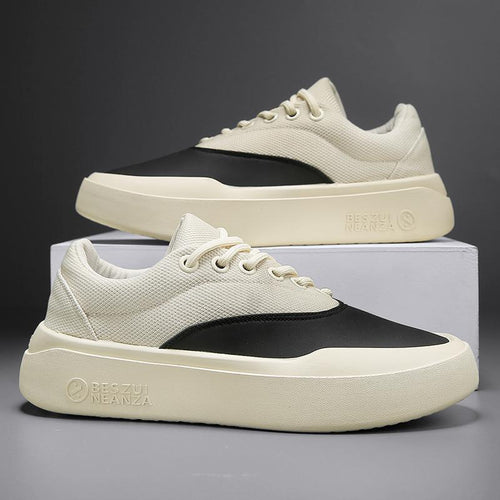 Unisex Minimalistische Low-Top Plateau-Sneaker mit nahtlosem Canvas-Textilmix und dämpfender EVA-Plateausohle Shopy Nory