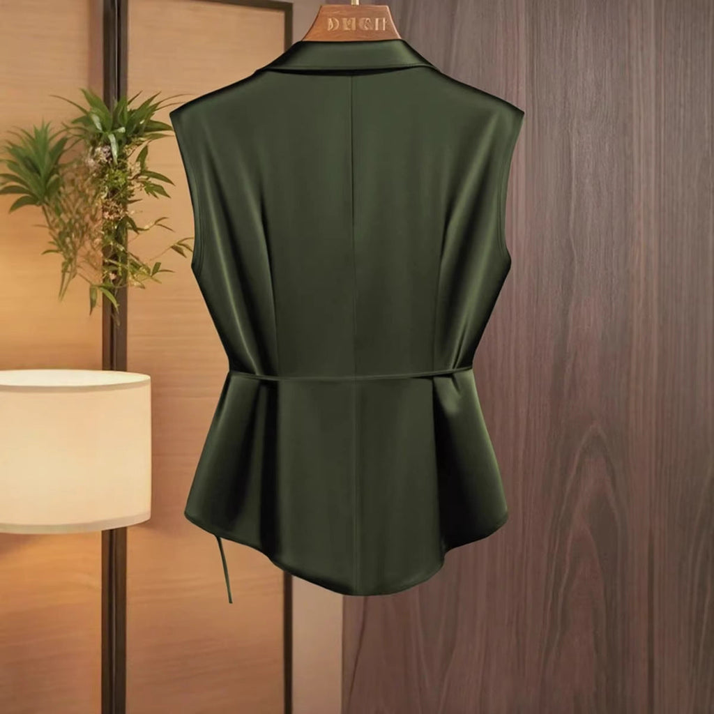 Damen elegante Wickelbluse mit femininer Drapierung und Schalkragen