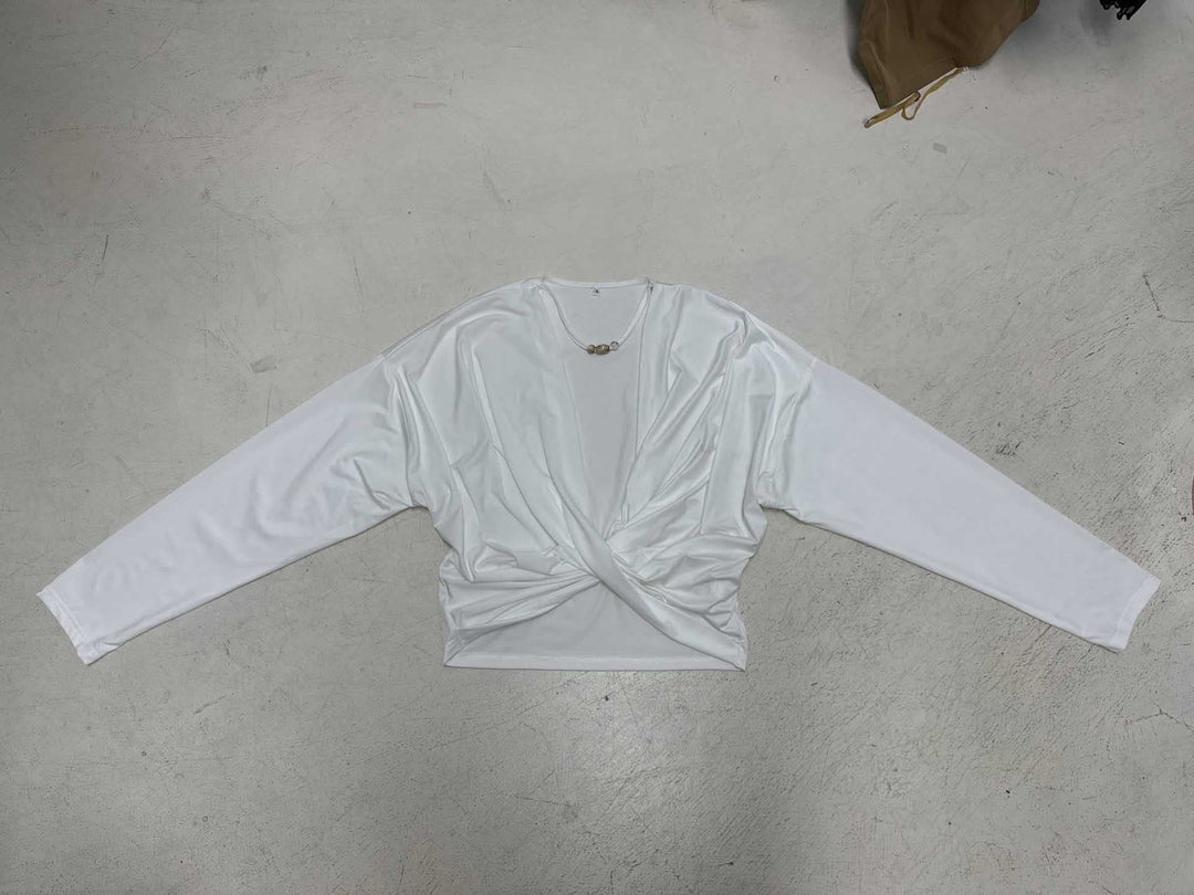 Damen nan Wickel-Cropped-Longsleeve mit Drapierter Front und taillierter Schnittführung Shop Nory