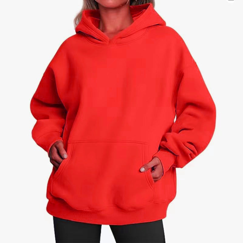 Damen nan Longline-Oversize Hoodie mit tiefer Schulter, verstärkter Kängurutasche und geripptem Saum Shop Nory