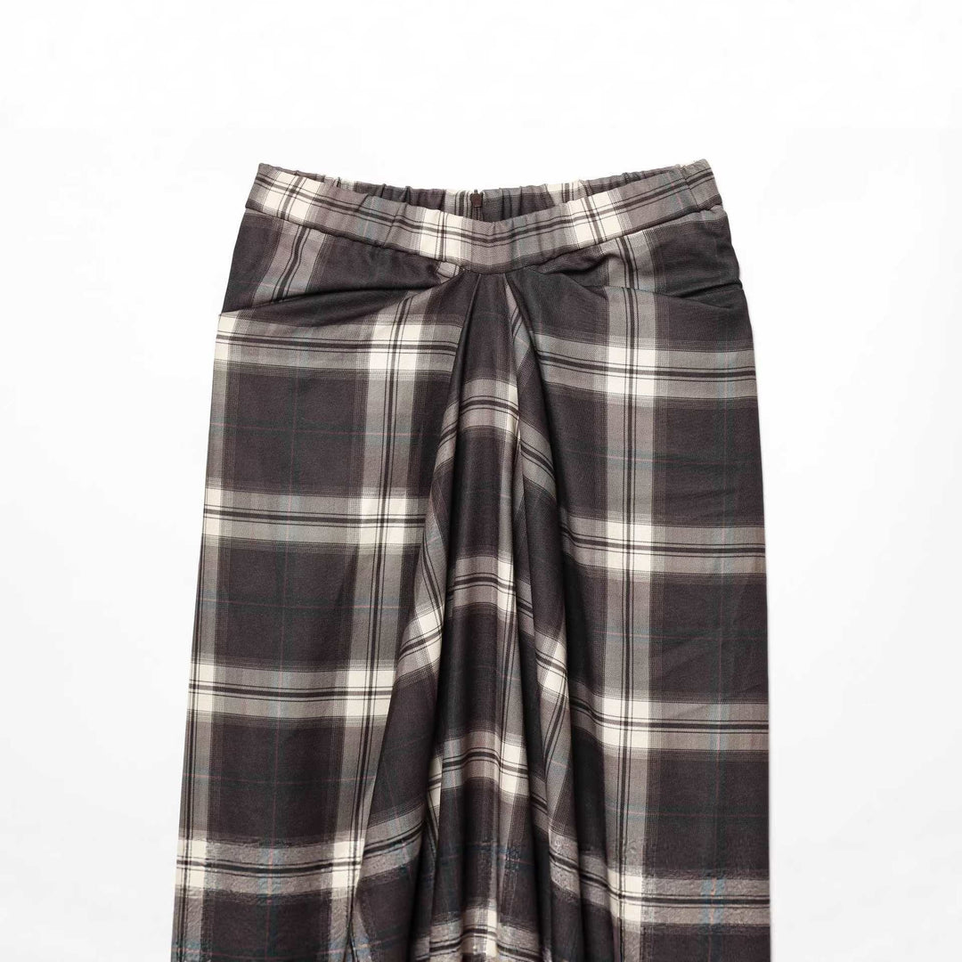 Damen Midirock mit Karomuster und dekorativer Frontdrappierung Shop Nory