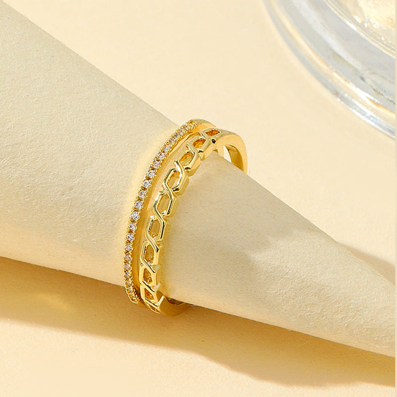 Damen eleganter Bogenring mit funkelnden Zirkonia Shop Nory