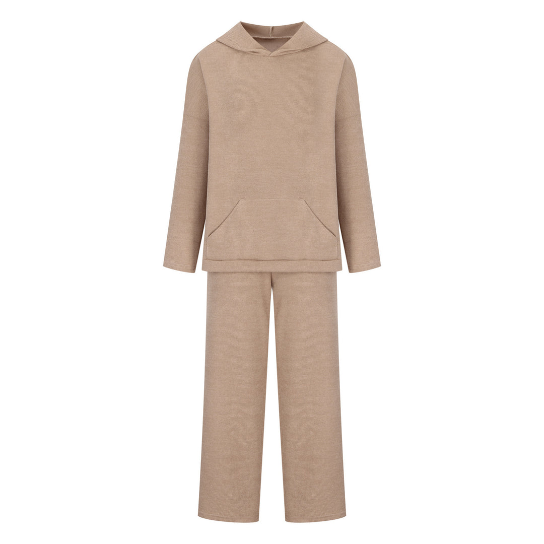 Damen gemütliches Lounge-Set mit Kapuzenpullover, Kängurutasche und weitem Jersey-Hose Shop Nory