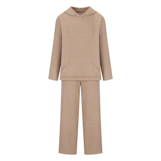 Damen gemütliches Lounge-Set mit Kapuzenpullover, Kängurutasche und weitem Jersey-Hose Shop Nory