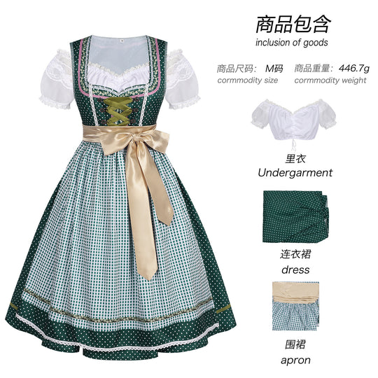 Damen nan traditionelles Trachten-Dirndl mit geschnürter Corsage, Spitzenärmeln und schwingendem Tellerrock Shop Nory