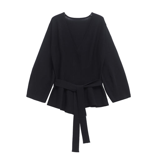 Damen Wickeljacke mit Taillengürtel und Volant-Saum Shop Nory