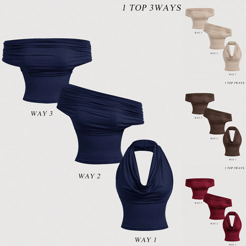 Damen Neckholder-Cropped-Top mit Wasserfall-Ausschnitt und taillierter Passform Shop Nory