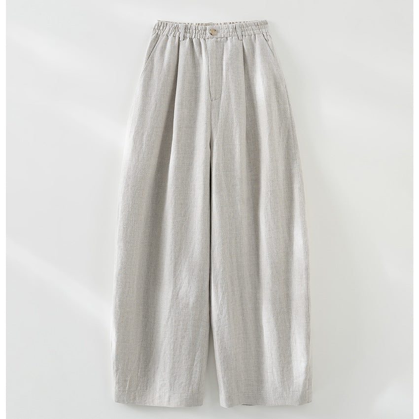 Damen Leinenmix Palazzo-Hose mit hohem Bund, elastischem Einsatz und Eingrifftaschen Shop Nory