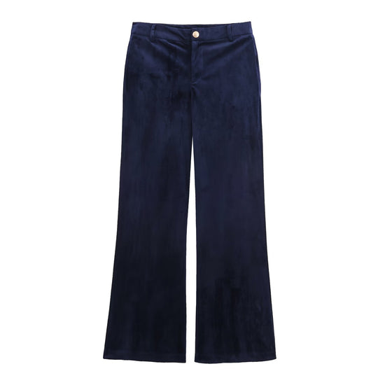 Damen Weite Samt-Hose mit hoher Taille und weitem Bein Shop Nory