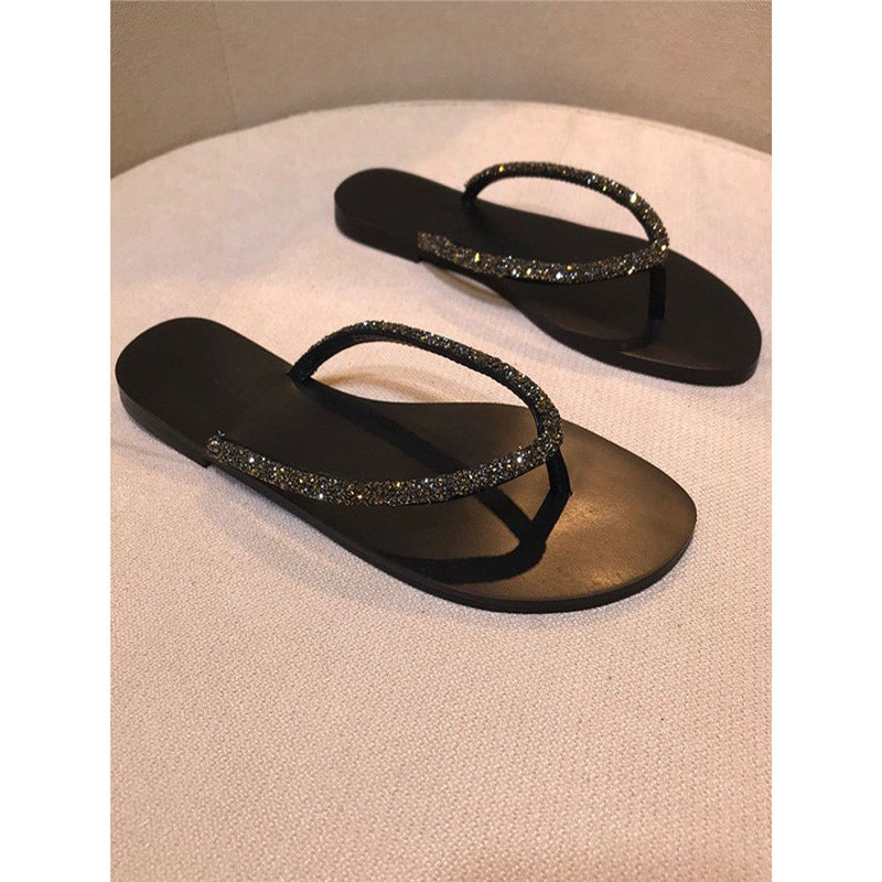 Damen Strandsandalen mit glitzerndem Riemendesign