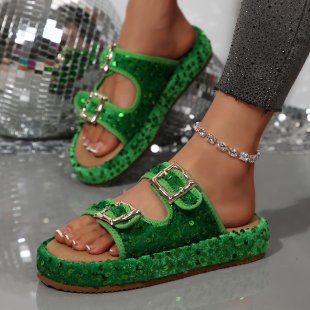 Damen Glitzernde Hippie-Sandalen Shopnory