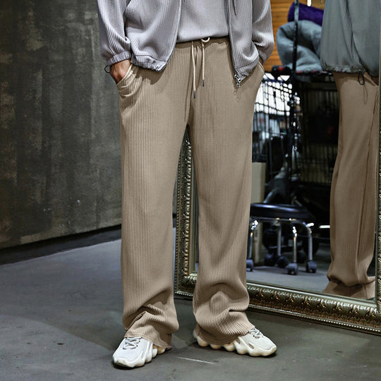 Herren Lässige gerippte Relaxhose mit weitem Bein, Tunnelzug & Eingrifftaschen Shop Nory