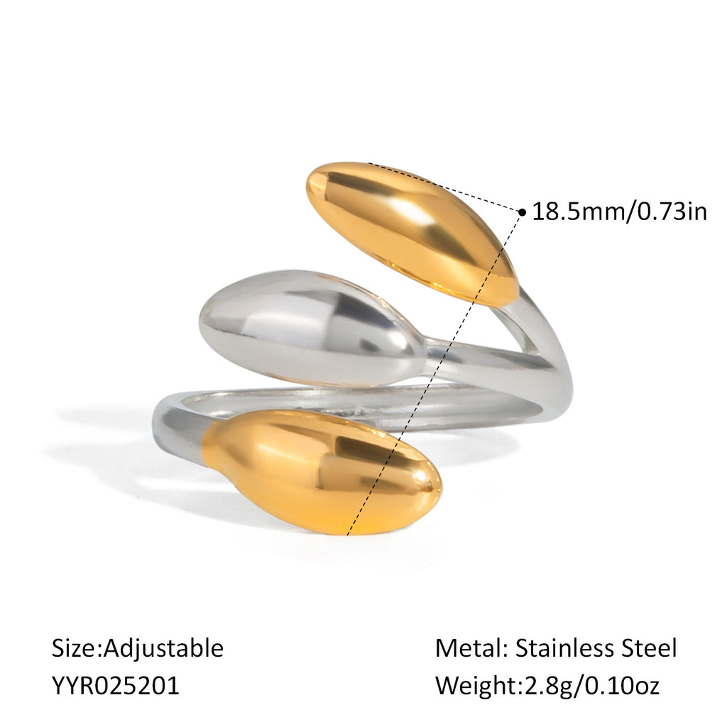 Damen verstellbarer Edelstahlring mit doppeltem Glanz Shop Nory