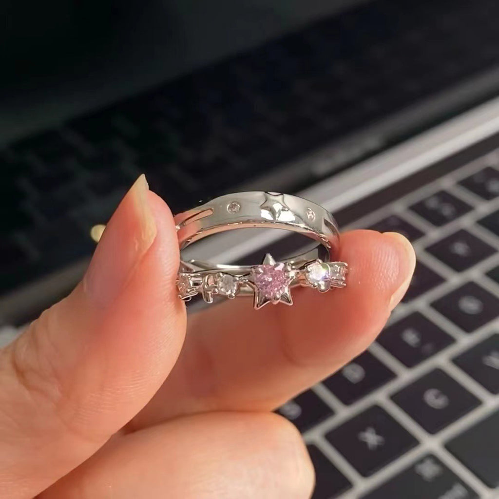 Damen Glänzender Ring mit kunstvollem Sternenmotiv und funkelnden Kristallen Shop Nory