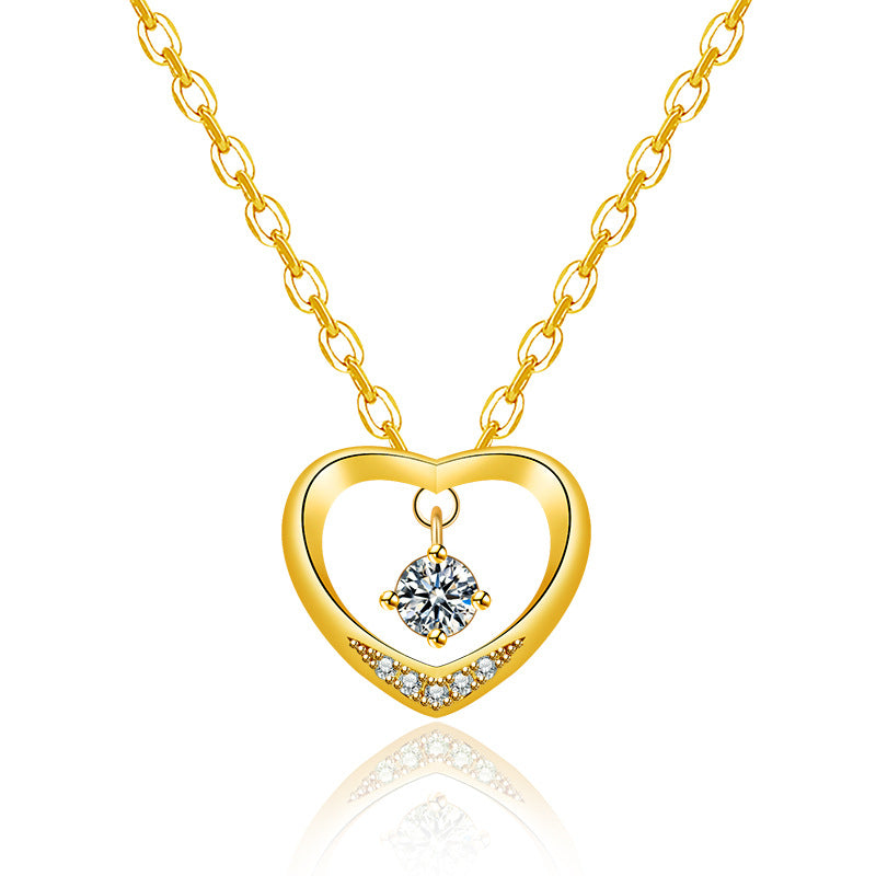 Damen Halskette mit herzförmigem Anhänger und funkelndem Zirkonia-Shop Nory