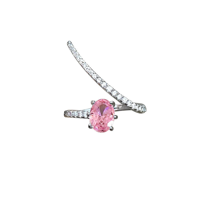 Damen eleganter Ring mit rosa Edelstein und funkelnden Zirkonias Shop Nory