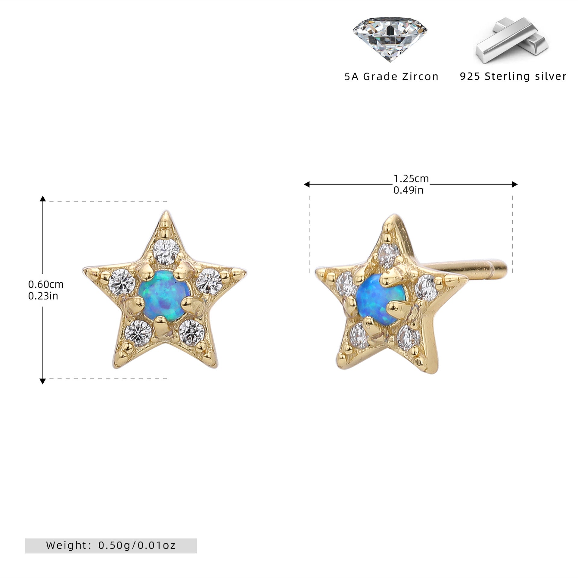 Damen Ohrstecker im strahlenden Sternendesign aus hochwertigem 925 Sterling Silber Shop Nory
