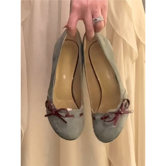 Damen Elegante Wildleder-Pumps mit Schleifenapplikation und sculpted Stiletto-Absatz Shop Nory