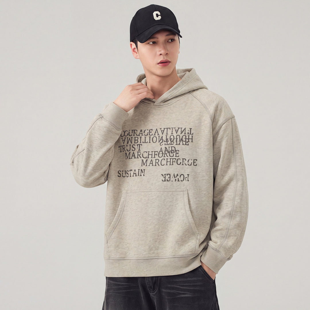 Herren Oversize Kapuzenpullover mit Statement-Print und Kängurutasche Shop Nory