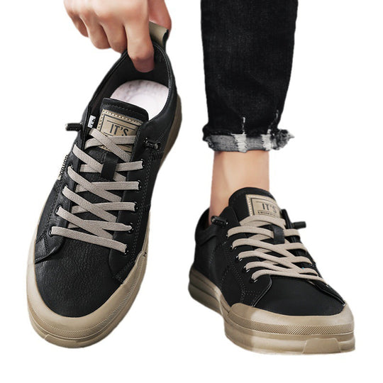 Herren Lässige Leder-Sneaker mit gepolstertem Knöchelkragen und robuster Gummisohle Shopy Nory