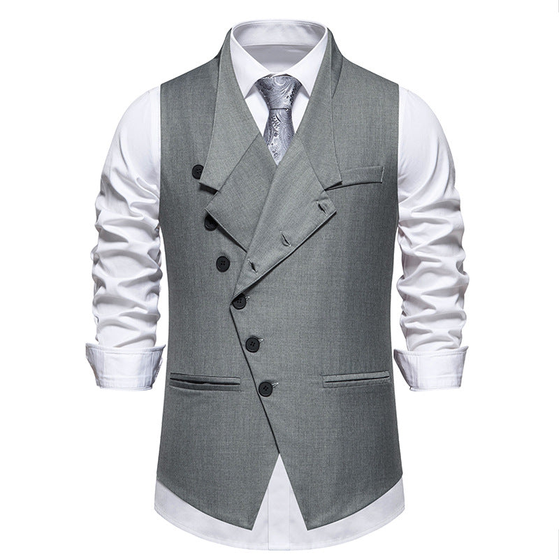 Herren asymmetrische doppelreihige Anzugweste mit schräger Knopfleiste und taillierter Silhouette Shop Nory