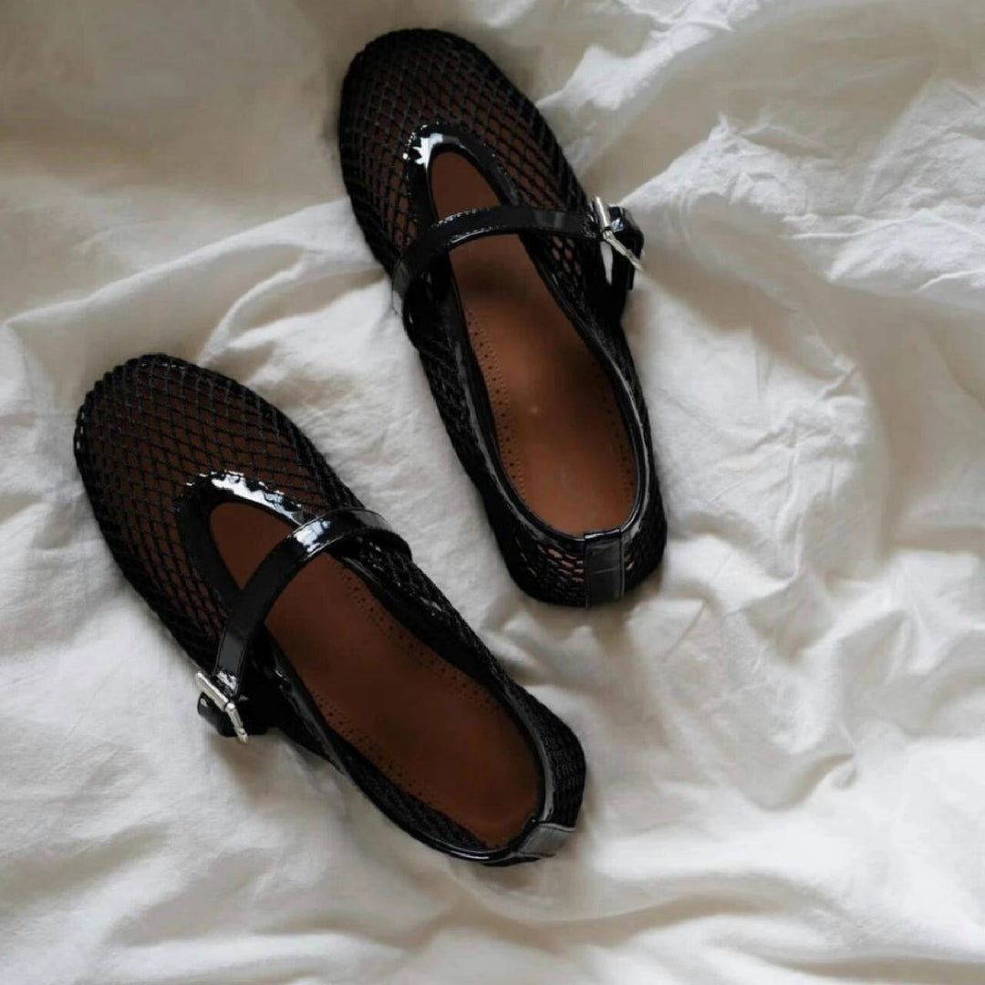 Damen Atmungsaktive Mary‑Jane‑Ballerinas mit Netz‑Mesh‑Obermaterial und verstellbarem Schnallenriemen Shop Nory