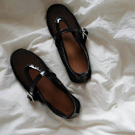 Damen Atmungsaktive Mary‑Jane‑Ballerinas mit Netz‑Mesh‑Obermaterial und verstellbarem Schnallenriemen Shop Nory