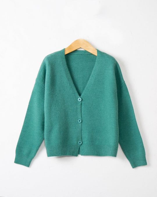 Damen Strickjacke mit V-Ausschnitt und Knopfdetails