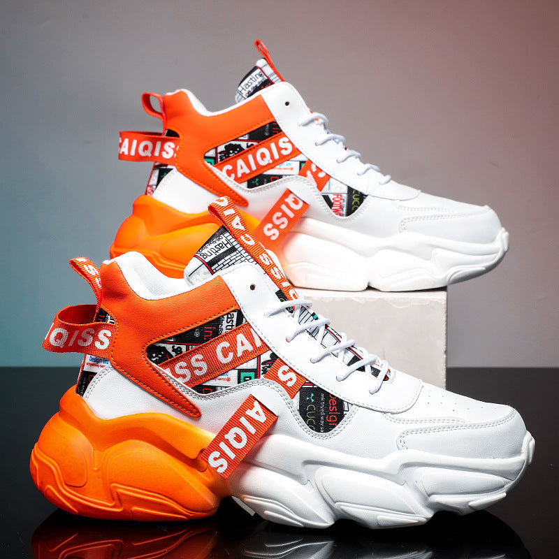 Herren futuristische High-Top Plateausneaker mit gemustertem Textil-Mix, gepolstertem Knöchelkragen und skulpturierter EVA-Sohle Shop Nory