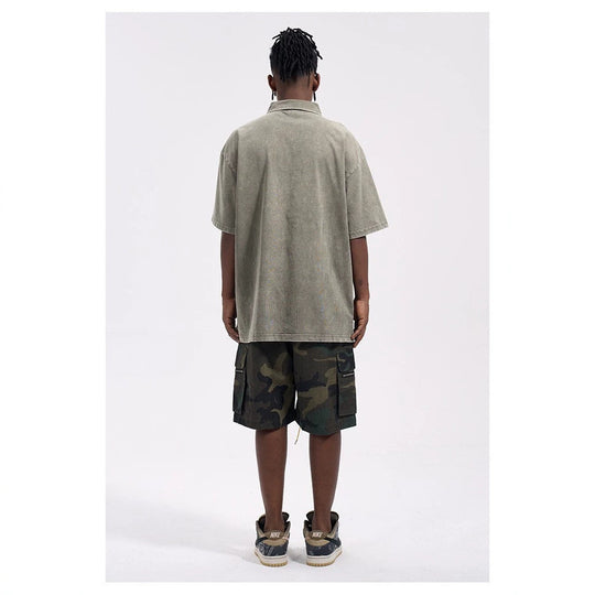 Herren nan Cargo-Shorts im Camouflage-Ripstop mit Elastikbund, Tunnelzug und Reißverschlusstaschen