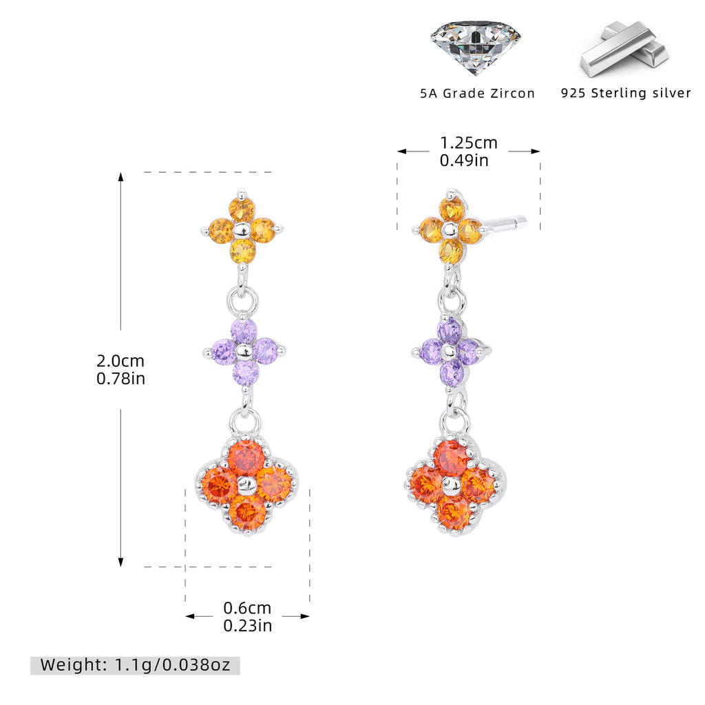 Damen Ohrhänger mit funkelnden Zirkonblüten aus hochwertigem 925 Sterlingsilber Shop Nory