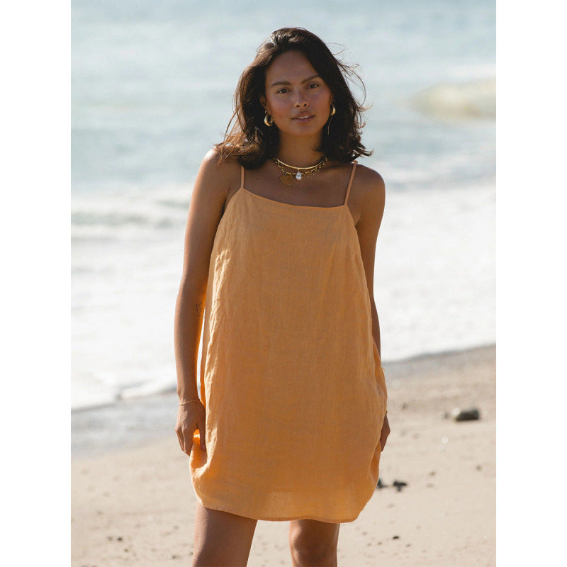 Damen Leichtes Sommerkleid mit Spaghetti-Trägern und fließendem Schnitt