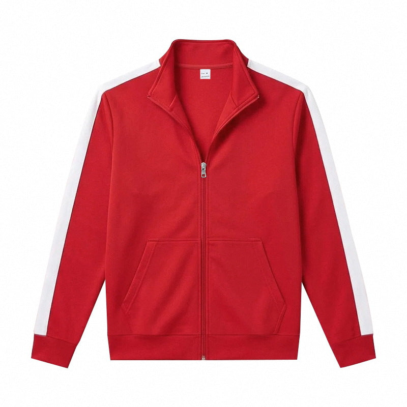 Herren Sportliche Zip-Trackjacke mit Stehkragen, Kontraststreifen an den Ärmeln und Kängurutaschen Shop Nory