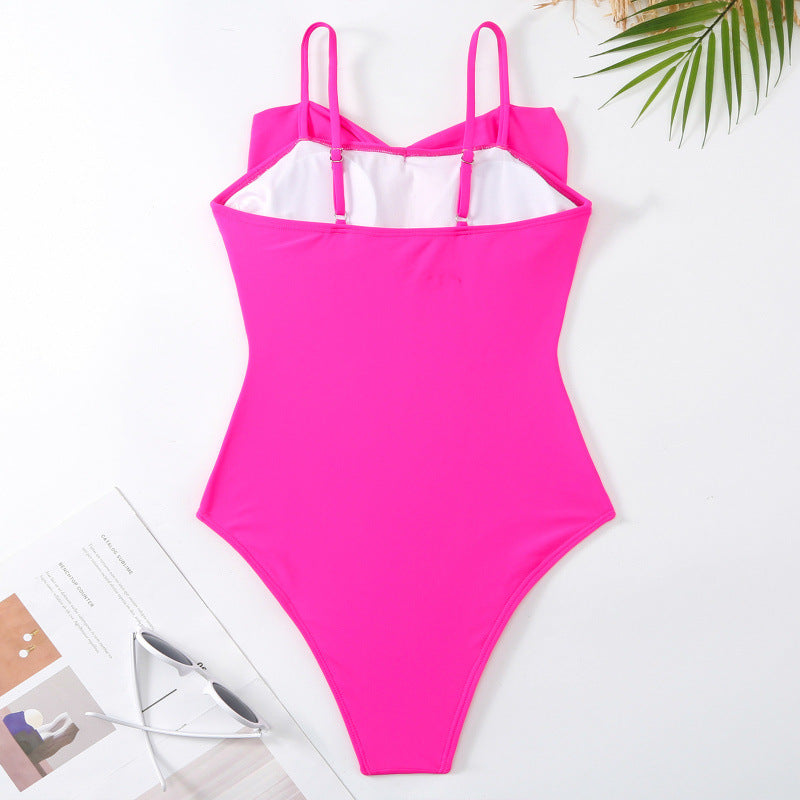 Damen Einteiler Badeanzug mit stylischem Wickelrock und glamourösem Schleifendetail Shopnory
