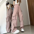 Damen nan ultraleichte Freizeit-Hose mit hohem Elastikbund, Kordelzug und verstellbarem Beinabschluss