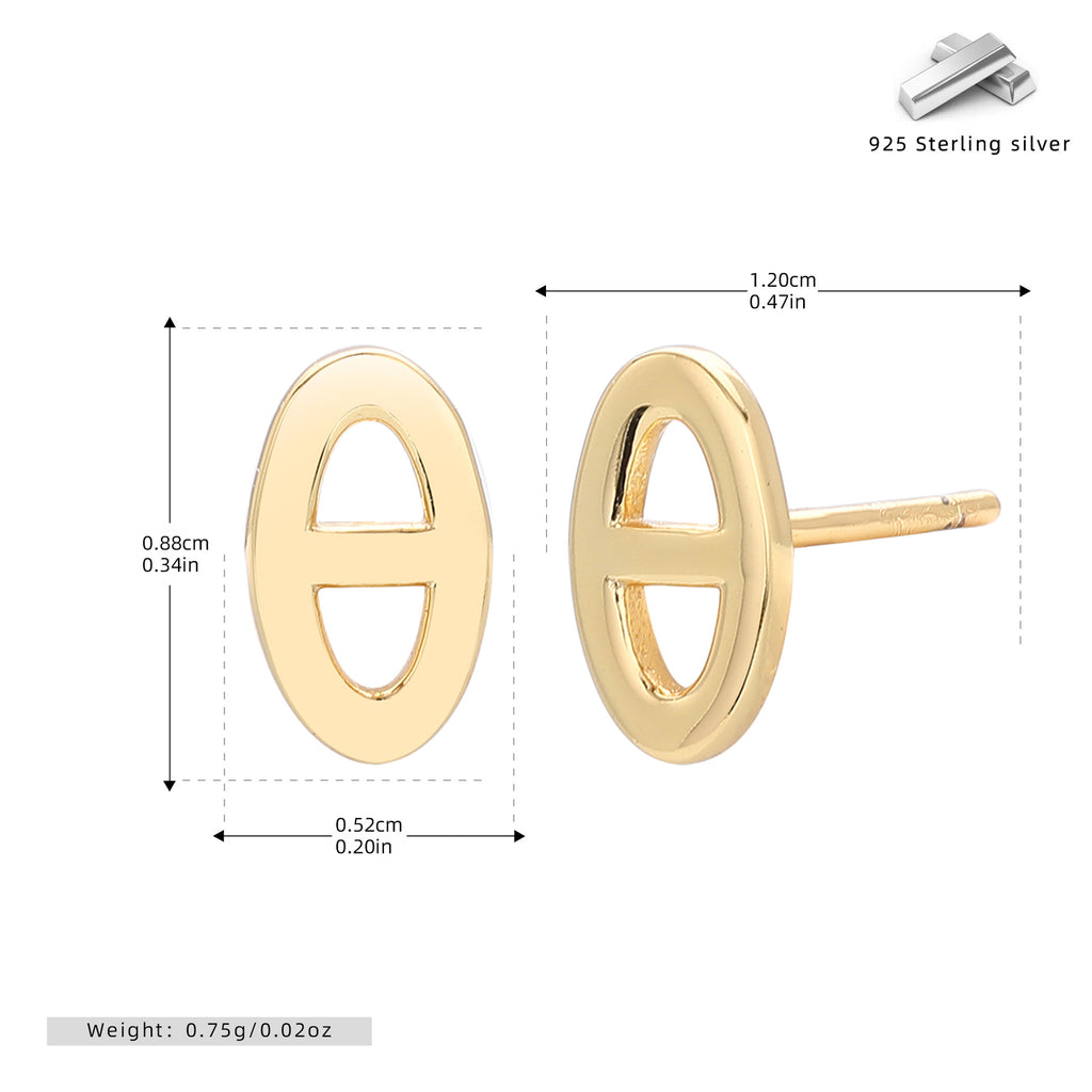 Damen Ohrstecker mit modernem ovalem Design aus 925 Sterling Silber Shop Nory