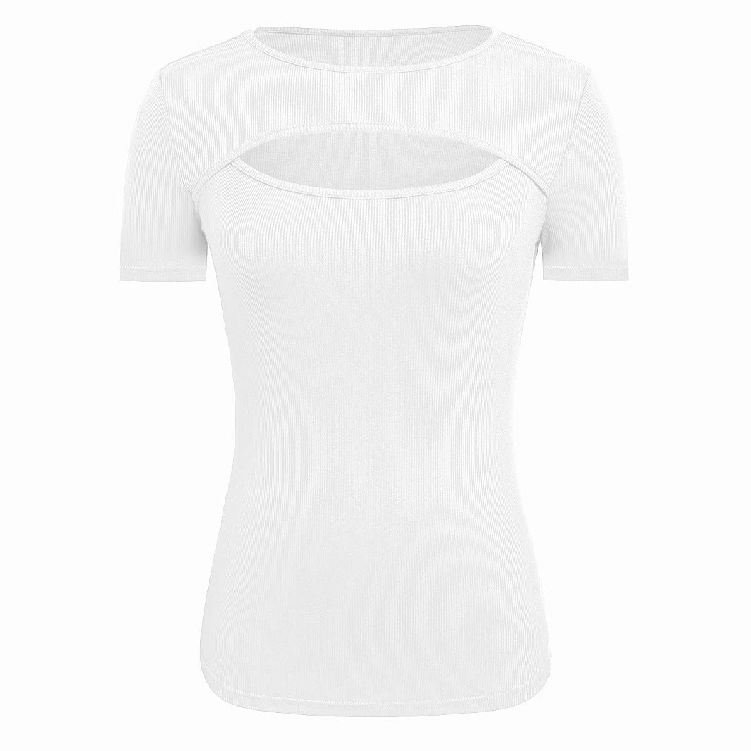 Damen kurzärmliges Oberteil mit trendischem Cut-Out-Design