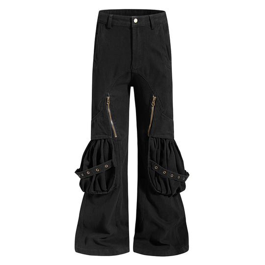 Damen Cargo-Culotte mit gerafften Beuteltaschen, Ösenriemen und seitlichen Reißverschlüssen Shop Nory