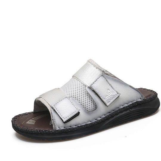 Herren Atmungsaktive Leder-Sandalen mit verstellbarem Klettverschluss