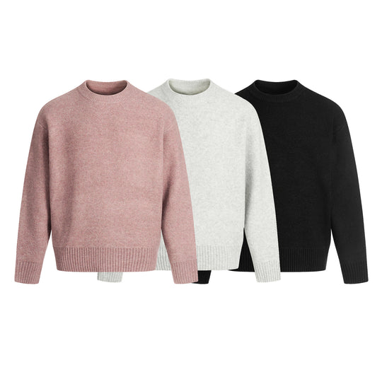 Unisex Großer Rundhalspullover aus weichem Feinstrick mit geripptem Saum Shop Nory