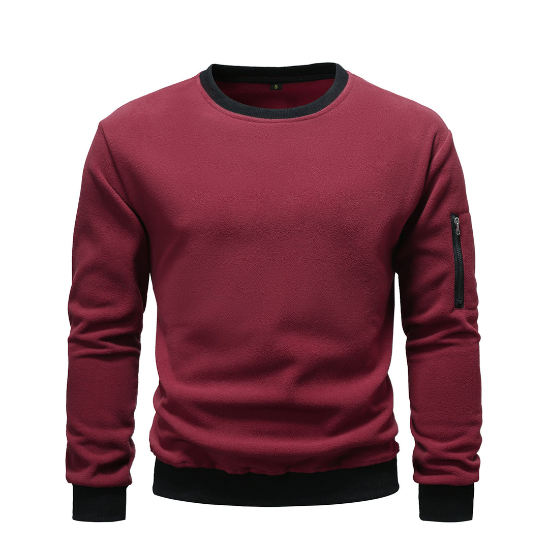 Herren nan Fleece-Sweatshirt mit Rundhalsausschnitt und Ärmeltasche mit Reißverschluss Shop Nory
