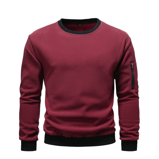 Herren nan Fleece-Sweatshirt mit Rundhalsausschnitt und Ärmeltasche mit Reißverschluss Shop Nory