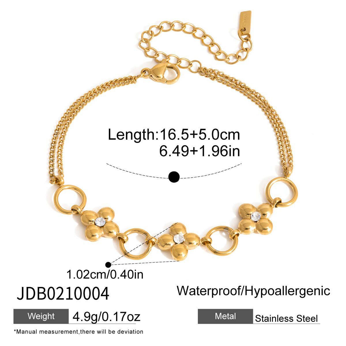 Damen Armband mit floralem Design aus hypoallergenem Edelstahl Shop Nory