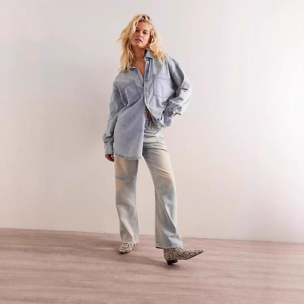 Damen Oversized Denim Hemd
