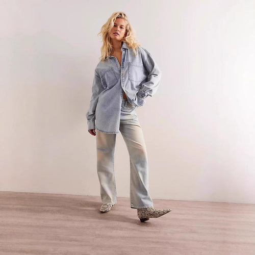 Damen Oversized Denim Hemd