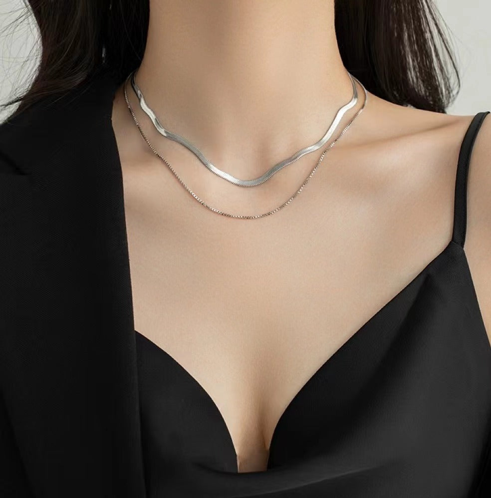 Damen Geschichtete Silberkette Shop Nory