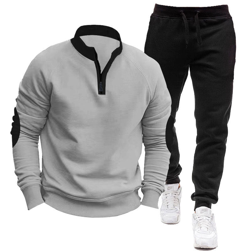 Herren Sportliches Hoodie- und Jogginganzug-Set mit kontrastierenden Ärmelakzenten