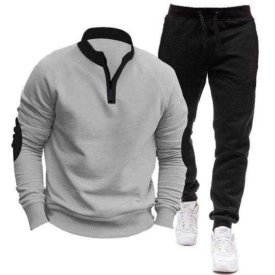 Herren Sportliches Hoodie- und Jogginganzug-Set mit kontrastierenden Ärmelakzenten