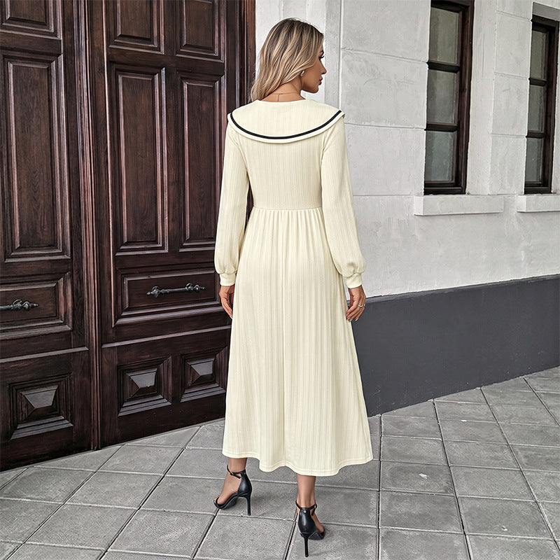 Damen Midikleid mit Matrosenkragen, geraffter Taille und Knopfleiste Shop Nory