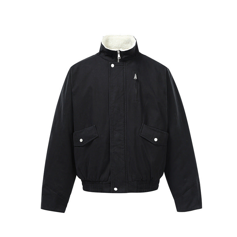 Herren Kurzboxy Utility-Bomberjacke aus Canvas mit gesteppter Frontpasse und Stehkragen Shop Nory